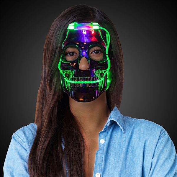 Light-up skull mask with bright LED wires, adjustable black elastic band... from ASI 42016 Brighter Promotions Inc
