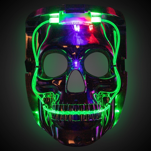 Light-up skull mask with bright LED wires, adjustable black elastic band... from ASI 42016 Brighter Promotions Inc
