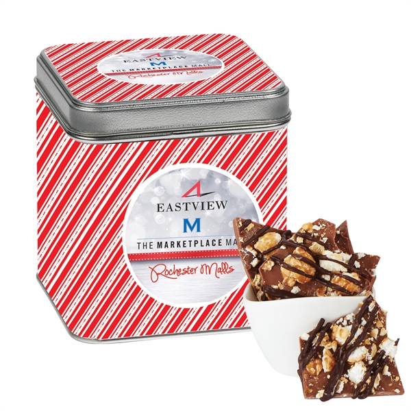 This gift tin includes 8.5 oz. of chocolate bark.... from ASI 71685 Midnite Snax®