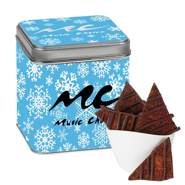 This gift tin includes 8.5 oz. of chocolate bark.... from ASI 71685 Midnite Snax®