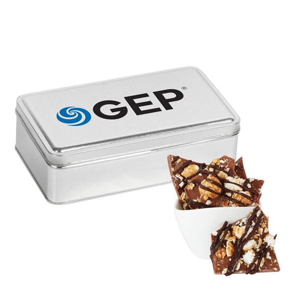 This large gift tin includes 14.5 oz. of chocolate bark.... from ASI 71685 Midnite Snax®