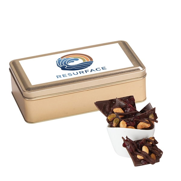 This large gift tin includes 14.5 oz. of chocolate bark.... from ASI 71685 Midnite Snax®