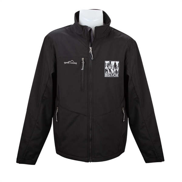 Eddie Bauer® soft-shell jacket in black and available in sizes S-XL.... from ASI 44900 NC Custom (CI/Lanco)