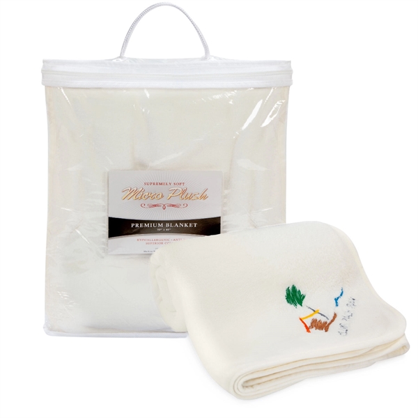 White 50" x 60" micro-plush coral fleece blanket for staying warm... from ASI 44900 NC Custom (CI/Lanco) / Lanco
