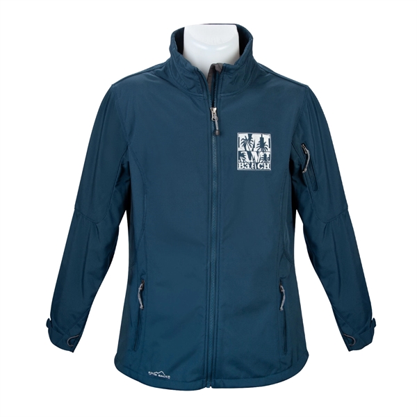 Eddie Bauer® soft-shell jacket in black and available in sizes S-XL.... from ASI 44900 NC Custom (CI/Lanco)