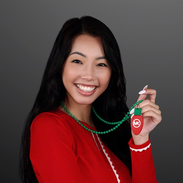 Red Bulb Medallion With J Hook for Beads (NON-LIGHT UP); Imprinted... from ASI 34194 ALightPromos