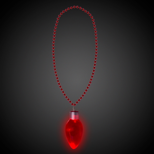 33" red metallic beaded necklace with a 6 1/2" jumbo Christmas... from ASI 42016 Brighter Promotions Inc