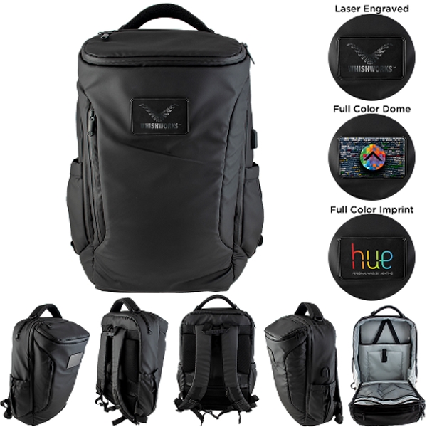 Travel backpack with water resistance, laptop compartment, charging cable, charging port,... from ASI 57653 Gold Bond