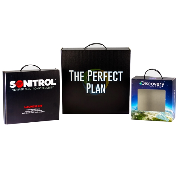 11.5" x 8.5" x 3" E-Flute corrugated tuck box with handle... from ASI 90807 Tekweld