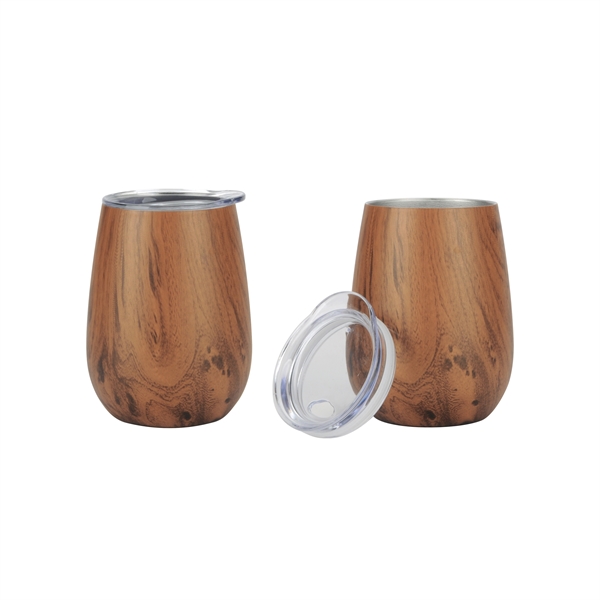 4.5" x 3.25" 12-ounce wood tone stainless steel stemless wine glass... from ASI 90807 Tekweld