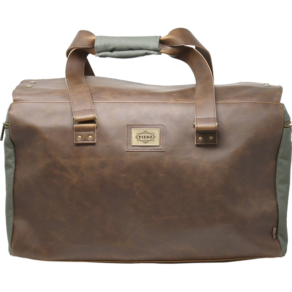 Leather duffle comes with handles, shoulder strap, 35-liter capacity, secure zippered... from ASI 61966 HPG / OrigAudio