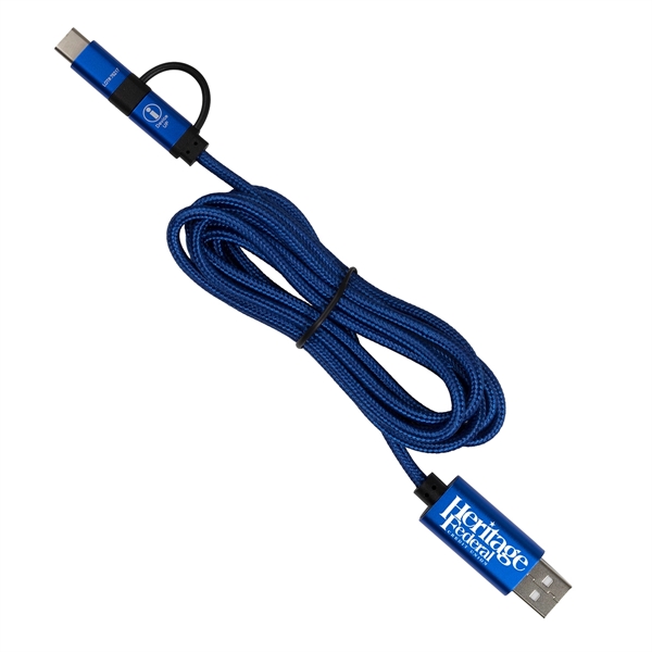 6' long, braided 3-in-1 cable with USB, Type-C, MicroUSB and five... from ASI 62660 Innovation Line