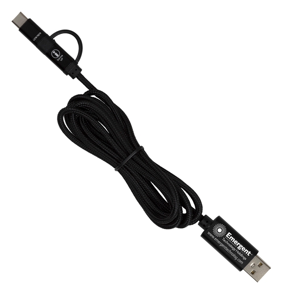 6' long, braided 3-in-1 cable with USB, Type-C, MicroUSB and five... from ASI 62660 Innovation Line