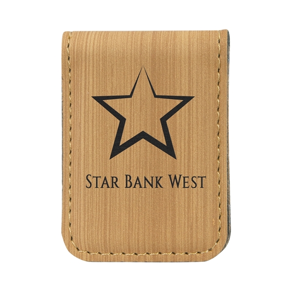 1 3/4" x 2 1/2" bamboo-look PU leatherette money clip.... from ASI 74601 Calico