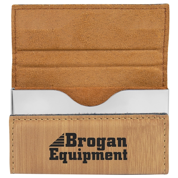 3 3/4" x 2 3/4" x 9/16" bamboo-look PU leather business... from ASI 74601 Calico