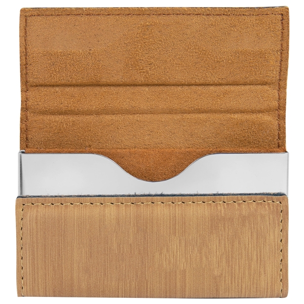 3 3/4" x 2 3/4" x 9/16" bamboo-look PU leather business... from ASI 74601 Calico