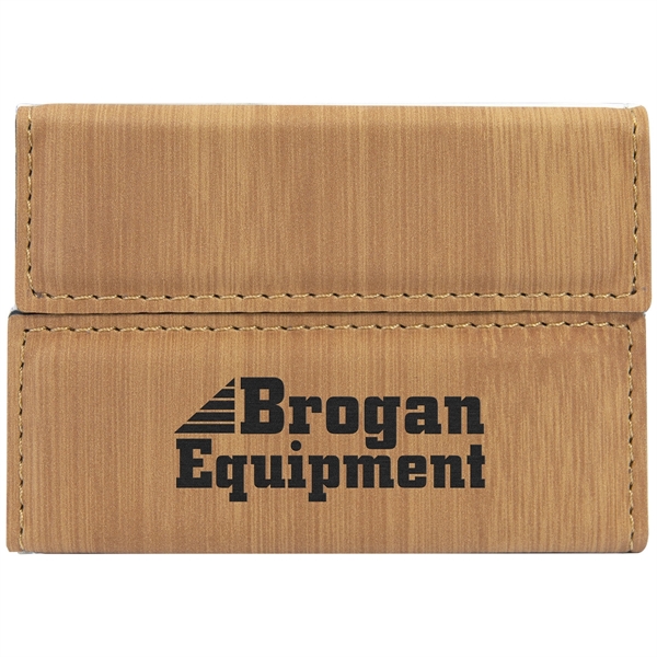 3 3/4" x 2 3/4" x 9/16" bamboo-look PU leather business... from ASI 74601 Calico