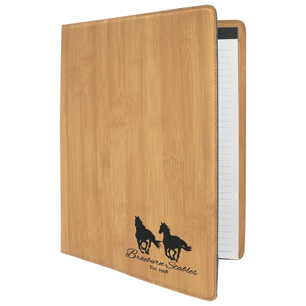 1.5" x 9.5" x 12" bamboo look PU leather portfolio with... from ASI 74601 Calico