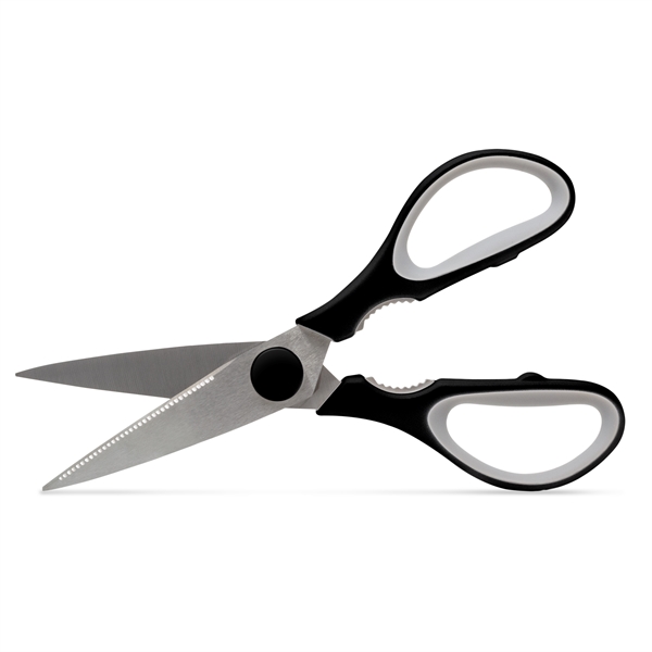 Stainless steel construction scissor, serrated edge blades. Magnetic plastic blade sheath.... from ASI 34040 Alexander Mfg Co / Alexander MC