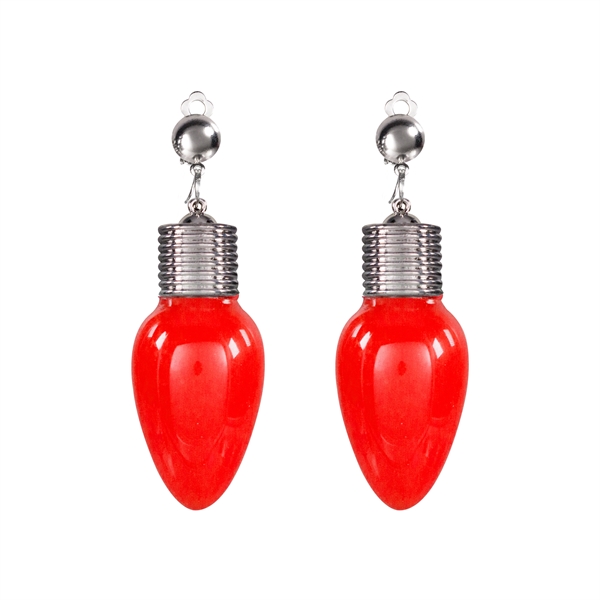 Pair of 2" x 1.5" plastic Christmas bulb clip on earrings... from ASI 42016 Brighter Promotions Inc