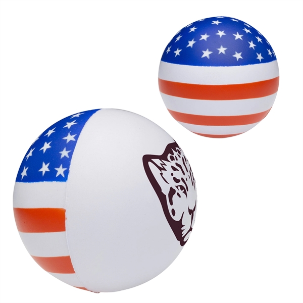 2.25" round polyurethane stress reliever with American flag motif.... from ASI 62088 IDProductsource