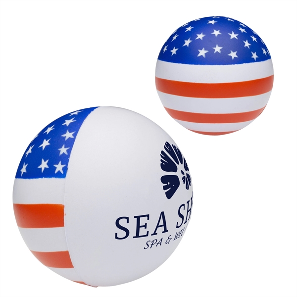 2.25" round polyurethane stress reliever with American flag motif.... from ASI 62088 IDProductsource