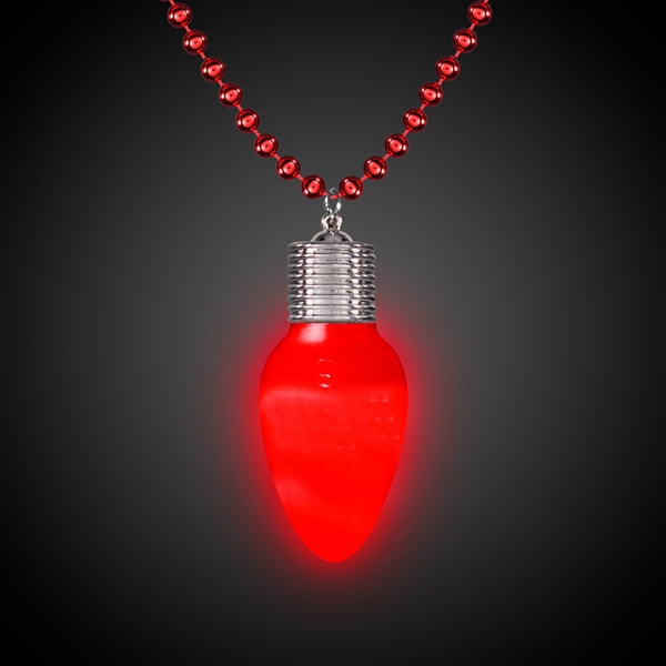 33" beaded novelty necklace with 1.5" x 2" LED Christmas decorative... from ASI 42016 Brighter Promotions Inc