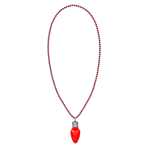 33" beaded novelty necklace with 1.5" x 2" LED Christmas decorative... from ASI 42016 Brighter Promotions Inc