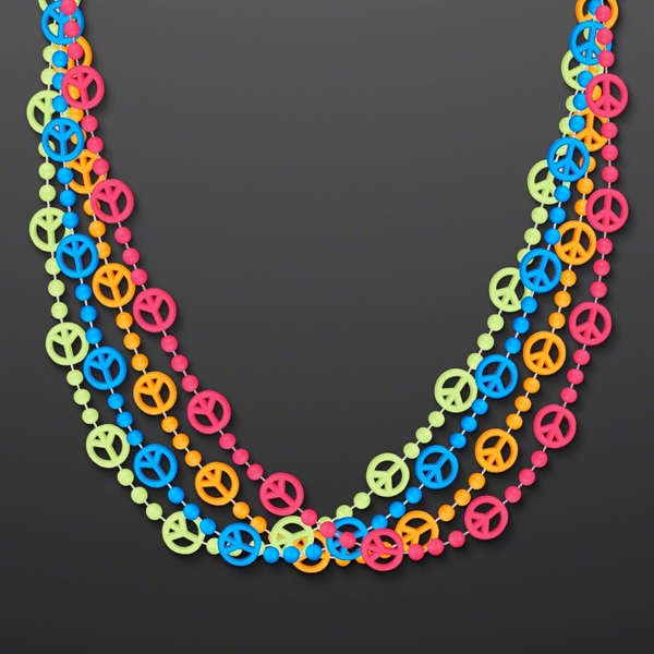 Peace Sign Bead Necklaces (NON-LIGHT UP); Blank Pricing... from ASI 34194 ALightPromos