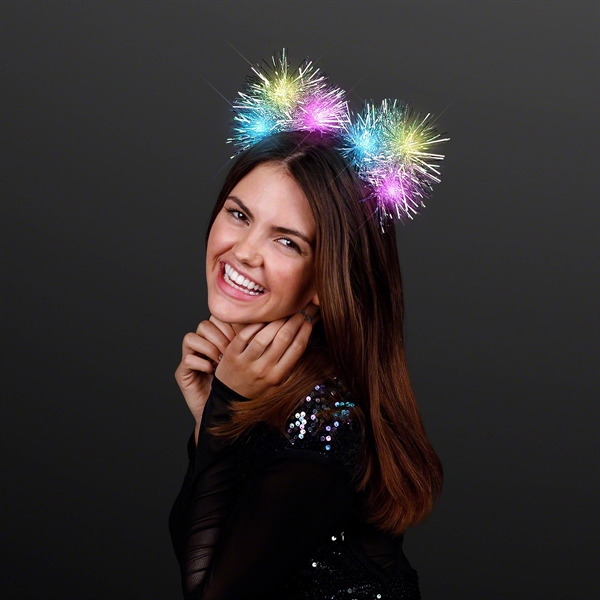 Blinky Tinsel Pom Ears Headband; Blank Pricing... from ASI 34194 ALightPromos