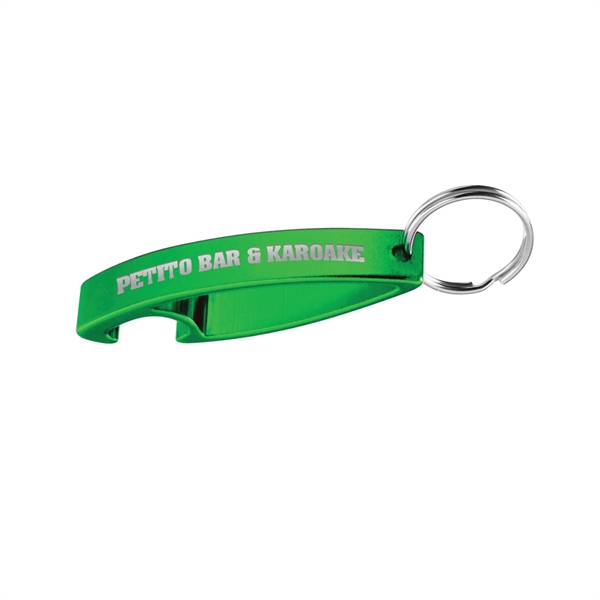 2.75" x 1" engraved aluminum bottle opener and keychain with split... from ASI 62088 IDProductsource