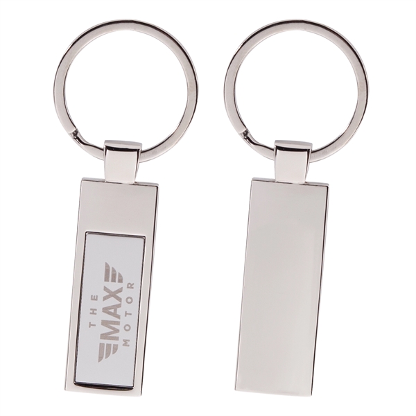 3.3" x .6" rectangular polished chrome metal keychain with split ring.... from ASI 62088 IDProductsource