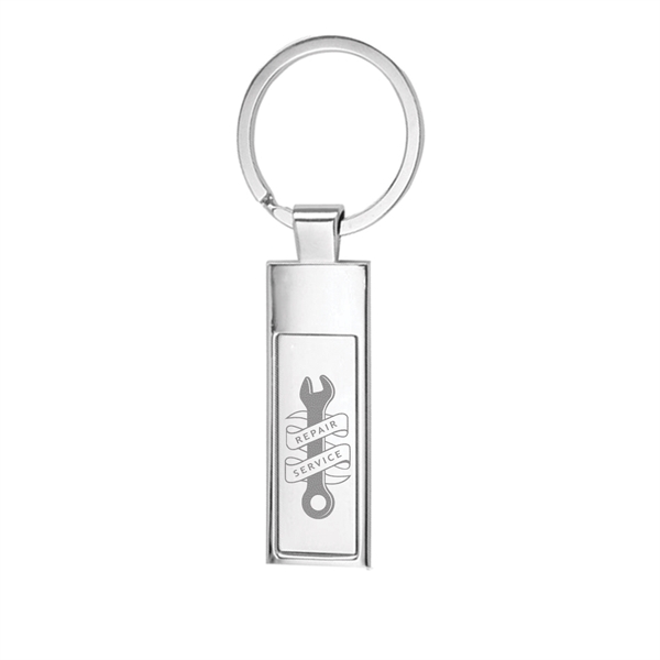 3.3" x .6" rectangular polished chrome metal keychain with split ring.... from ASI 62088 IDProductsource