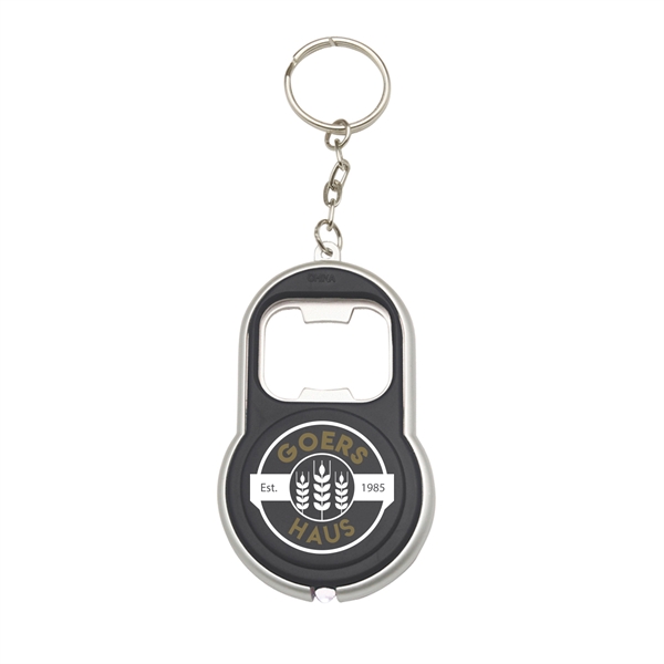 3" x 2.85" plastic keychain with bottle opener and LED light.... from ASI 62088 IDProductsource