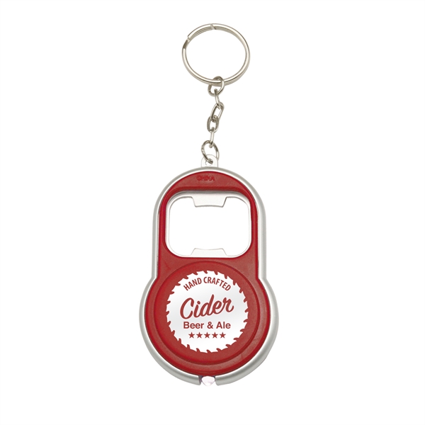 3" x 2.85" plastic keychain with bottle opener and LED light.... from ASI 62088 IDProductsource