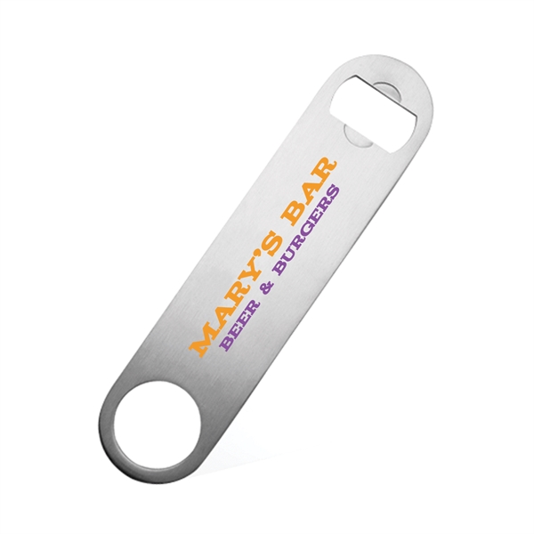 7.125" x 1.5" stainless steel bottle opener with pour spout remover.... from ASI 62088 IDProductsource