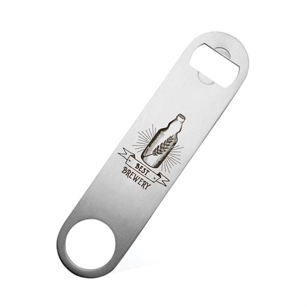 7.125" x 1.5" stainless steel bottle opener with pour spout remover.... from ASI 62088 IDProductsource