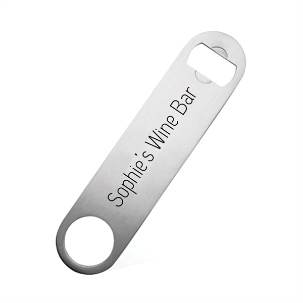 7.125" x 1.5" stainless steel bottle opener with pour spout remover.... from ASI 62088 IDProductsource