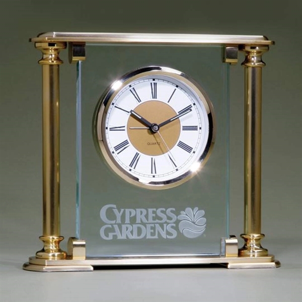 Glass mantel clock, 7 1/2" x 6 3/4" x 1 3/4".... from ASI 84592 St Regis Group / R S Owens & Co Inc