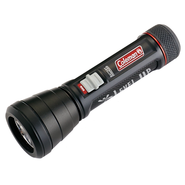Black Coleman flashlight with high and low modes and a run... from ASI 45647 Coleman Co Inc / Coleman® Jarden Custom