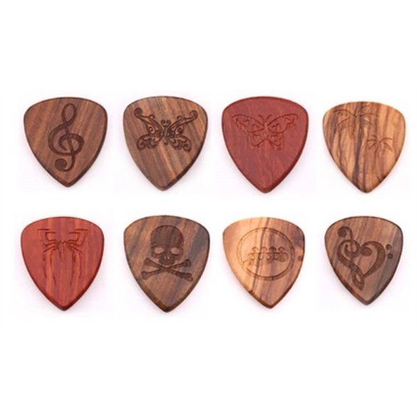 Guitar pick measuring 1" x 1.2" and made of a wood... from ASI 92531 Unique Custom Products / UCP