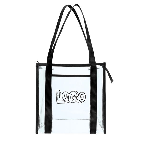Transparent tote bag with zippered main compartment and front sleeve pocket.... from ASI 46420 Continental Mkting Svc Inc / CMBags