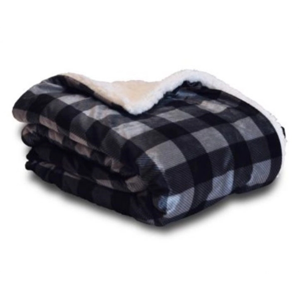 Charcoal gray plaid sherpa throw blanket... from ASI 98085 Wolfmark
