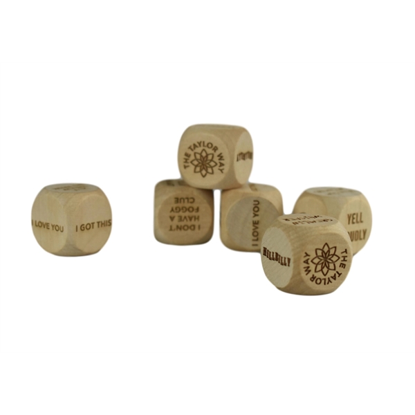 50 mm wood dice with rounded corners and optional laser engraved... from ASI 72657 Active Life Promo / Apres Ski Ingrain Promo