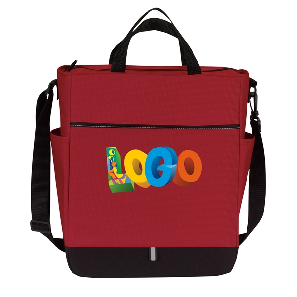 Crossbody tote bag with front zippered pocket, reflective accent loop, semi-detachable/adjustable... from ASI 46420 Continental Mkting Svc Inc / CMBags