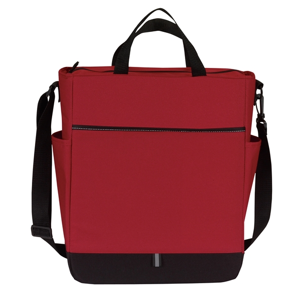 Crossbody tote bag with front zippered pocket, reflective accent loop, semi-detachable/adjustable... from ASI 46420 Continental Mkting Svc Inc / CMBags