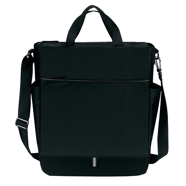 Crossbody tote bag with front zippered pocket, reflective accent loop, semi-detachable/adjustable... from ASI 46420 Continental Mkting Svc Inc / CMBags