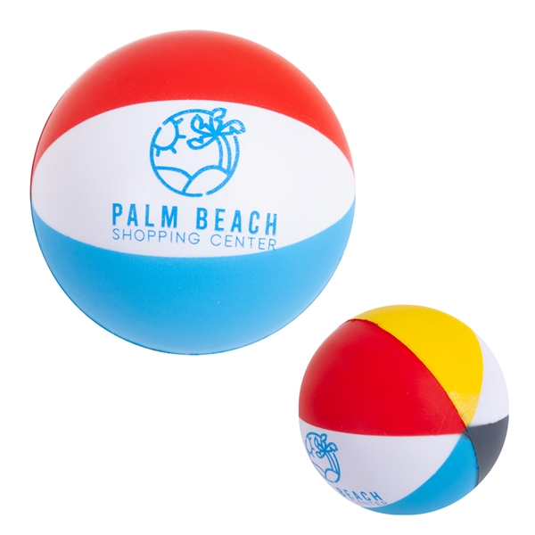 2.75" x 2.75" x 2.25" polyurethane beach ball-shaped stress ball.... from ASI 62088 IDProductsource