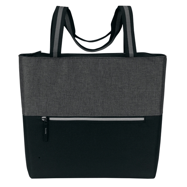 Classic tote bag with zippered main compartment, gray accent front zipper... from ASI 46420 Continental Mkting Svc Inc / CMBags
