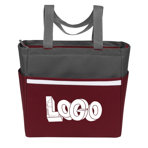 Two tone tote with 27" reinforced web handles, zippered main compartment,... from ASI 46420 Continental Mkting Svc Inc / CMBags